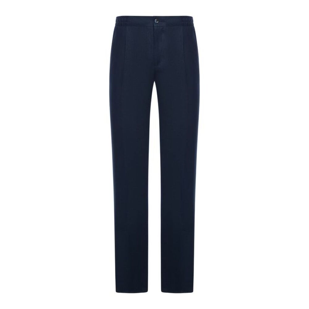Kiton Men Straight Fit Linen Trousers With Elastic Waist
